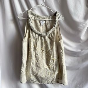 LOFT Gray Braided-Neck Tank with Sequin Detail
